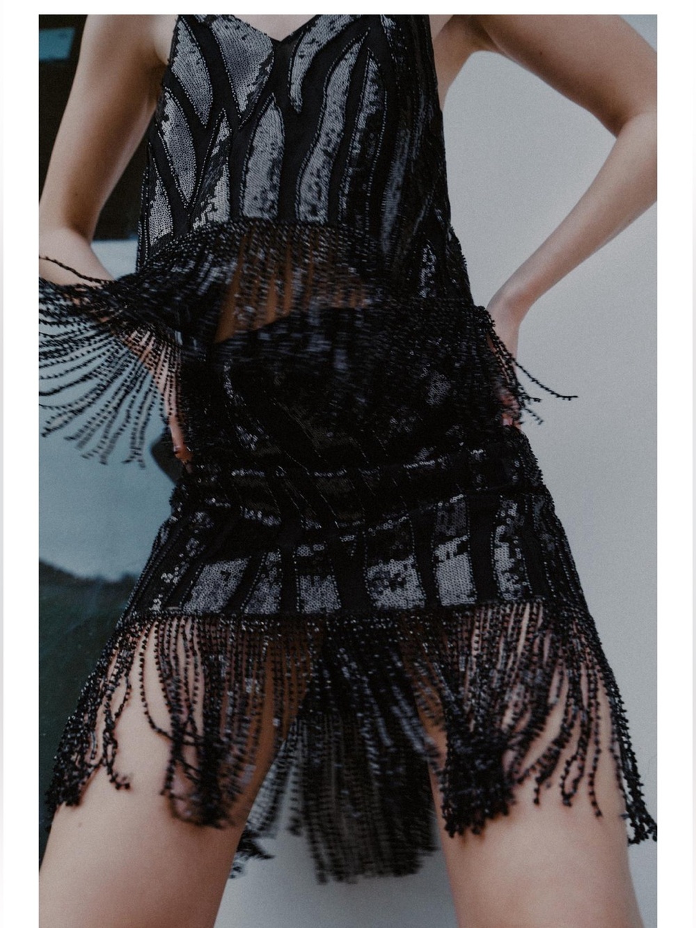 Zara Black Sequin Fringe Mini Skirt - Picture 2 of 9